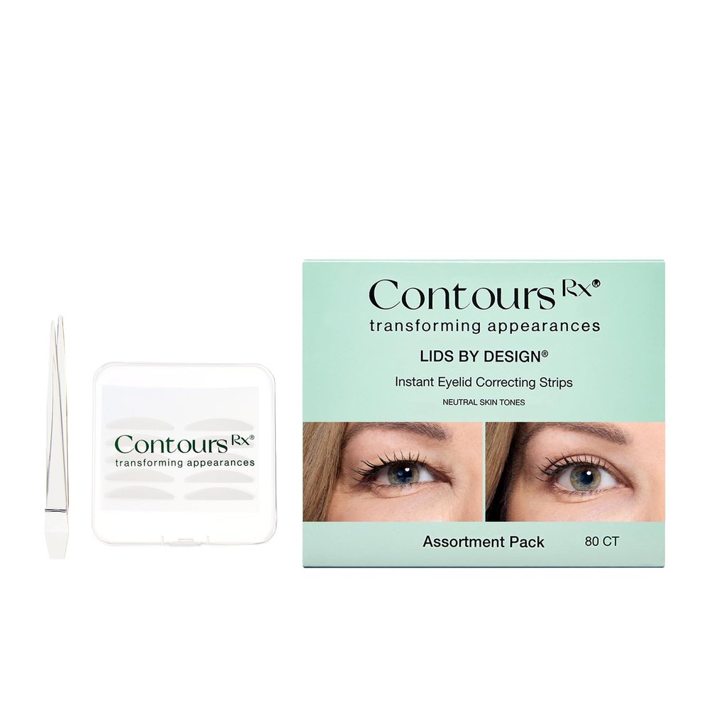 Contours Rx Lids by Design N8 Instant Eyelid Lift Strips for Dramatic Lift on Hooded, Droopy Eyelids Medical-Grade, Anti-Aging, Non-Surgical Eye Tape 80 Count