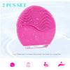 2pcs Set Cleansing Instrument Facial Cleansing Brush Sonic Cleansing Face Skin Cleaning Silicone Waterproof Skin Care Tools (2pcs -Blue) view 3
