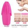 2pcs Set Cleansing Instrument Facial Cleansing Brush Sonic Cleansing Face Skin Cleaning Silicone Waterproof Skin Care Tools (2pcs -Blue) view 4