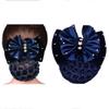 1Pcs Women Rhinestone Satin Bow Barrette Hair Bun Cover Barrettes Net Snood Hairnet Bowknot Decor French Hair Clip Women Girls Hair Accessories view 1