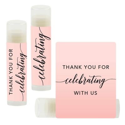Andaz Press Blush Pink Rose Elegant Party, Lip Balm Chapstick Favors, Thank You For Celebrating With Us, 12-Pack, Party Favors Decor Thank You Lip Balm Party Favor Lip Balm Bachelorette Party Favors