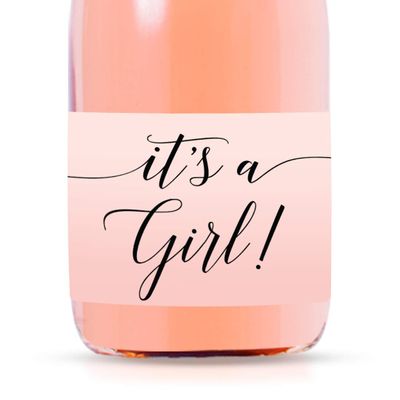 Andaz Press Blush Pink Rose Elegant Party Baby Shower Collection, Waterproof Mini Champagne Wine or Milk Bottle Labels, It's a Girl!, 20-Pack, Party Favors Decor Gift Ideas