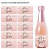 Andaz Press Blush Pink Rose Elegant Party Baby Shower Collection, Waterproof Mini Champagne Wine or Milk Bottle Labels, It's a Girl!, 20-Pack, Party Favors Decor Gift Ideas view 4