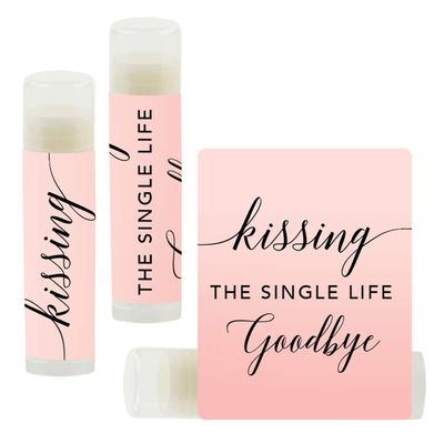 Andaz Press Blush Pink Rose Elegant Bridal Shower Engagement Party, Lip Balm Chapstick Favors, Kissing The Single Life Goodbye, 12-Pack, Bridal Shower Bachelorette Party Favors Bachelorette Chapstick