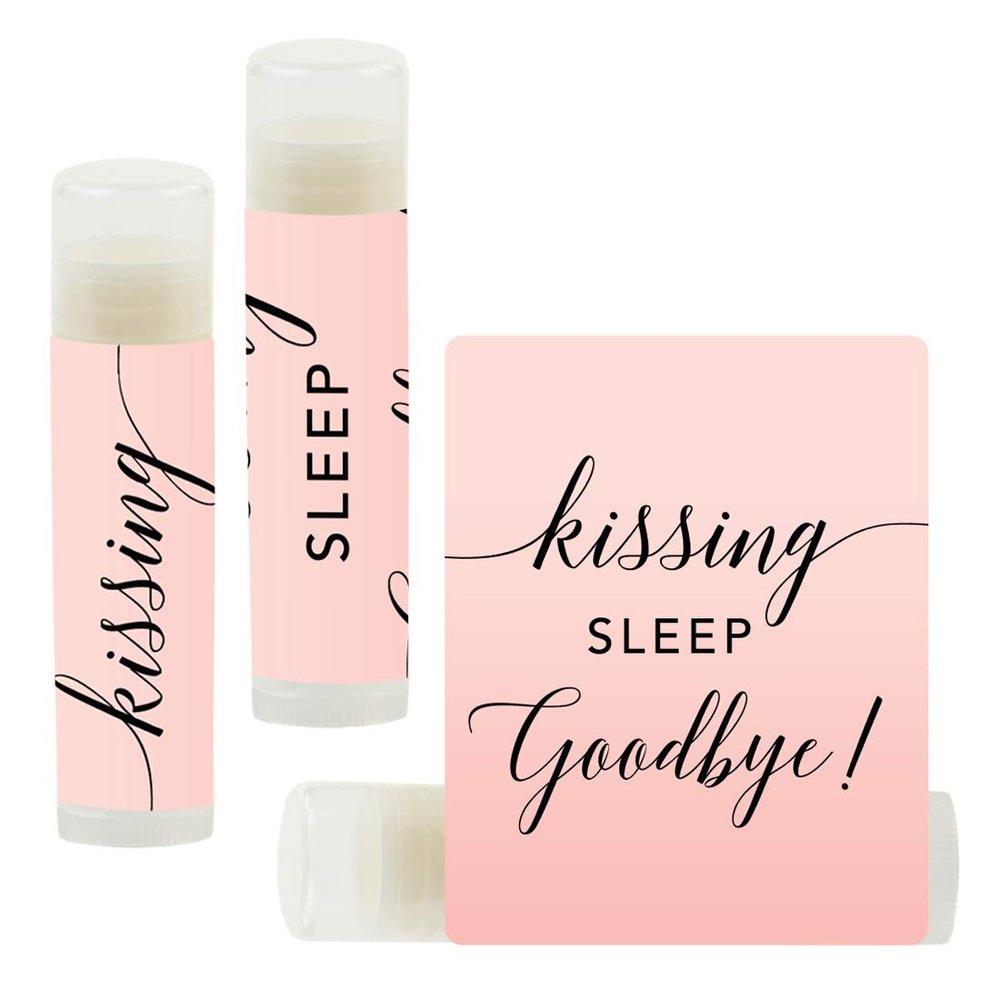 Andaz Press Blush Pink Rose Elegant Party Baby Shower Collection, Lip Balm Chapstick Favors, Kissing Sleep Goodbye!, 12-Pack, Baby Shower Sip and See Party Favors Decor