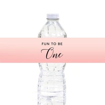 Andaz Press Blush Pink Rose Elegant Party Baby Girl's 1st Birthday Collection, Waterproof Water Bottle Labels, Fun to Be One, 20-Pack, Party Favors Decor Gift Ideas