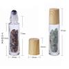 10Pcs Clear 10ml Thick Glass Roll on Bottles Vials Travel Containers Massage Roller Bottle with Gemstone Roller Ball for Essential Oils Perfume Cosmetic, Gemstone Chips Inside (Plastic Wood Grain Cap) view 3