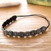 Giwotu Vintage Ethnic Turquoise Metal Beads Flower Rhinestone Headband Women Rhinestones Crystal Flower Elastic Headband Hair Accessories Dark view 2