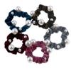 10 Pcs Artificial Pearl Hair Scrunchies Velvet Pearls Elastic Hair Bands Scrunchy Hair Ties Ropes Scrunchie Ponytail Holder for Women Girls Ladies Hair Accessories (Color Random) view 1