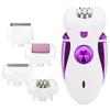 4 in 1 Electric Epilator, Hair Shaver, Clipper & Callus Remover, with 4 Replaceable Cutter Head, Trimmer & Razor, for Arm, Armpit, Bikini Line, Leg, Back, Feet Dead Skin,Purple view 1