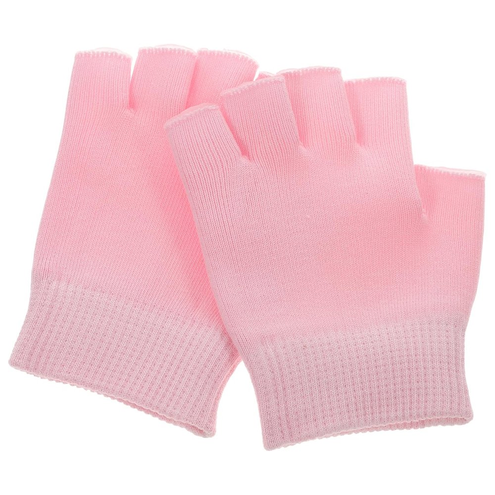 HEALLILY 1 Pair Moisturizing Gel Gloves for Dry Cracked Hands, Fingerless Design for Hand Care, Soft Cotton Spandex Blend, Washable & Reusable, Pink, 5.90 X 3.34 X 0.19 Inches