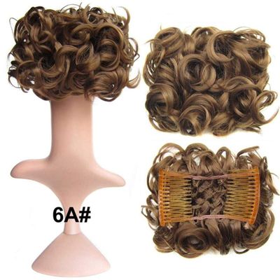 2 Plastic Comb Clip In Curly Synthetic Hair Pieces Chignon Updo Cover Hairpiece Extension Hair Bun Hair Accessories 6A