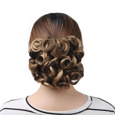 100G/Pc Women's Curly Chignon Elastic Net With Two Combs Synthetic Hair Buns Updo Cover Hairpiece Wine Red 9H19