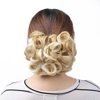 100G/Pc Women's Curly Chignon Elastic Net With Two Combs Synthetic Hair Buns Updo Cover Hairpiece Wine Red 22H613