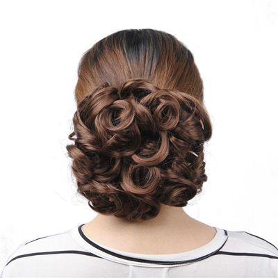 100G/Pc Women's Curly Chignon Elastic Net With Two Combs Synthetic Hair Buns Updo Cover Hairpiece Wine Red M4-30