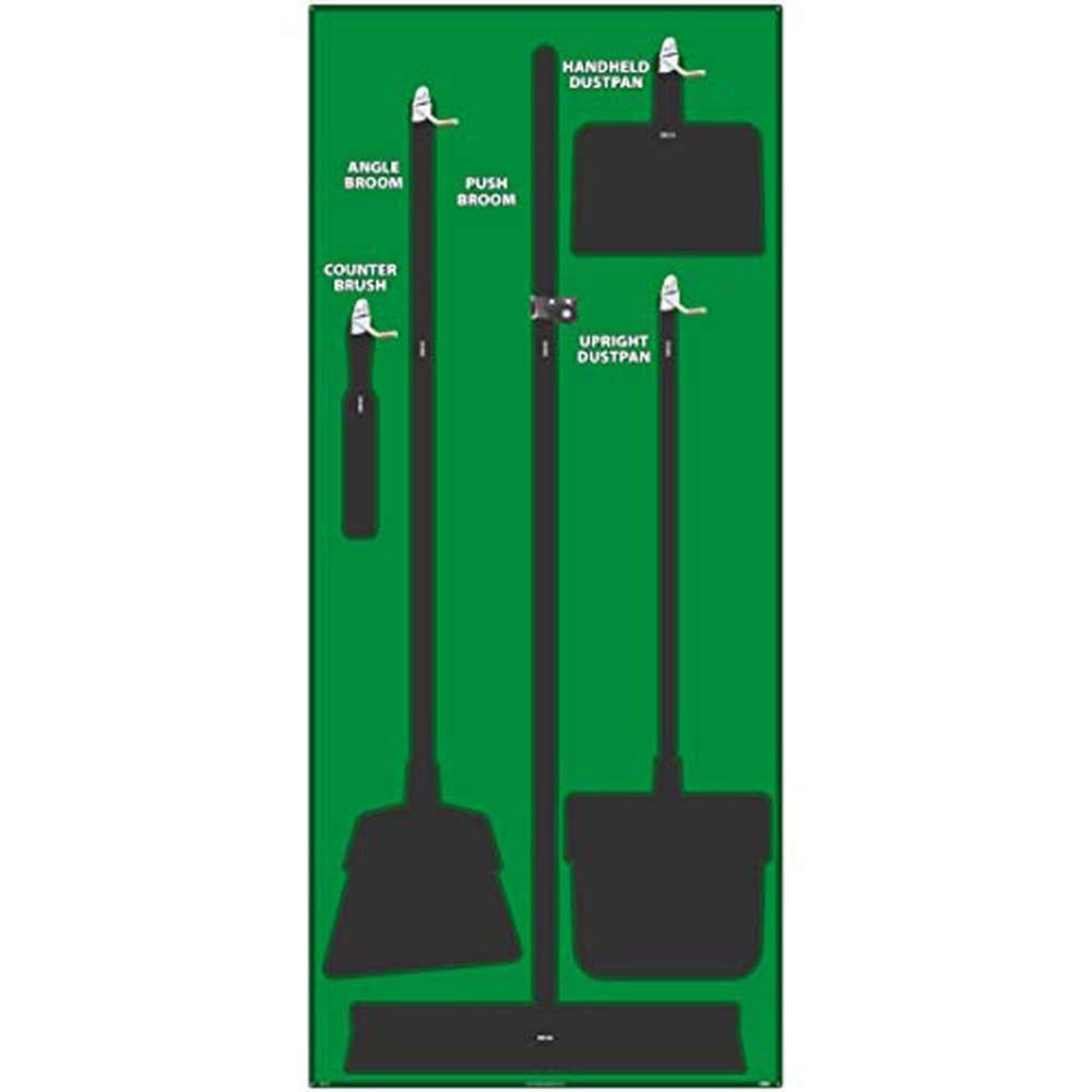 NMC SB103FG 5S Janitorial Shadow Board, Green/Black, 68"X30", ProSeriesAcrylic (Tools Sold Separately)