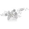 CROWN GUIDE Bridal Hair Comb Clip Pin Rhinestone Pearl Wedding Hair Accessories for Women Brides Bridesmaid Hairpiece Silver view 2