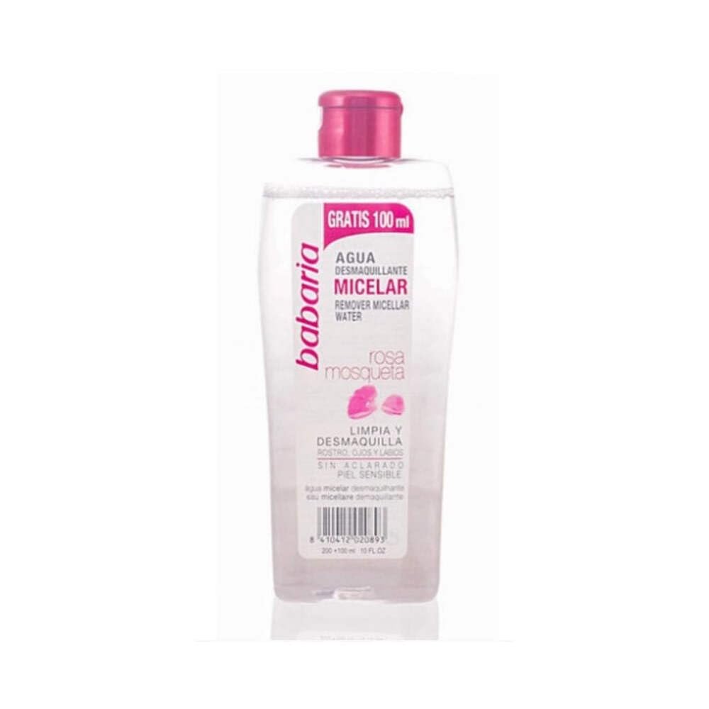 Babaria Cleanses and Smooths Water Micellar Make-up Remover Rosehip - Face, Eyes & Lips - Sensitive Skin - 100% Vegan - Desmaquillante Rosa Mosqueta (Pack 2)