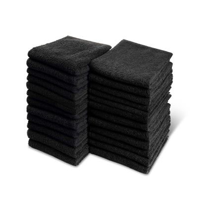 Groko Textiles Black Bleach Proof Towels Set, 144 Pack 100% Cotton 16" X 27" Color Safe, Stain Resistant, Quick Drying Towels for Beauty, Hair and Nail Salon, Gym, Spa and Home Hair Care