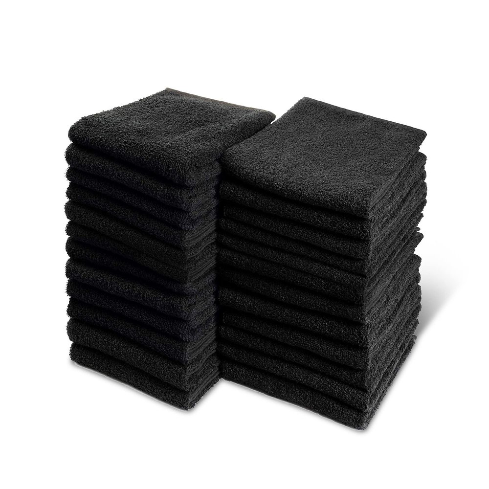 Groko Textiles Black Bleach Proof Towels Set, 144 Pack 100% Cotton 16" X 27" Color Safe, Stain Resistant, Quick Drying Towels for Beauty, Hair and Nail Salon, Gym, Spa and Home Hair Care