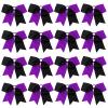 16PCS 8" Large Cheer Hair Bows Ponytail Holder Elastic Band Handmade for Cheerleading Teen Girls College Sports (Black/Purple, 1 Count (Pack of 16)) view 1