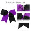 16PCS 8" Large Cheer Hair Bows Ponytail Holder Elastic Band Handmade for Cheerleading Teen Girls College Sports (Black/Purple, 1 Count (Pack of 16)) view 4