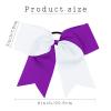 16PCS 8" Large Cheer Hair Bows Ponytail Holder Elastic Band Handmade for Cheerleading Teen Girls College Sports (White/Purple, 1 Count (Pack of 16)) view 3