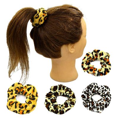 4 Pcs Flannel Leopard Hair Ring Elastic Rubber Band Hair Rope Hair Band Scrunchie Ponytail Holder Women Hair Accessory