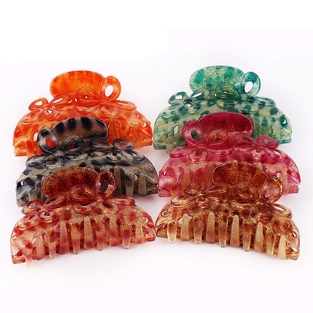 Magik 6~12 Pack Women Plastic Large Hair Claws Hair Clips Jumbo Various Styles Tortoise (12 Pack, 12 Assorted)
