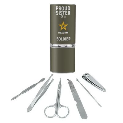U.S. Army Proud Sister of a Soldier Stainless Steel Manicure Pedicure Grooming Beauty Care Travel Kit