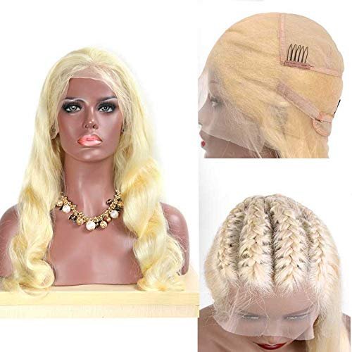 Forawme Real Virgin Brazilian Wavy Human Hair Pre plucked Full Lace Wigs With Baby Hair 180 Density 613 Blonde Remy Glueless Wigs 14 Inch
