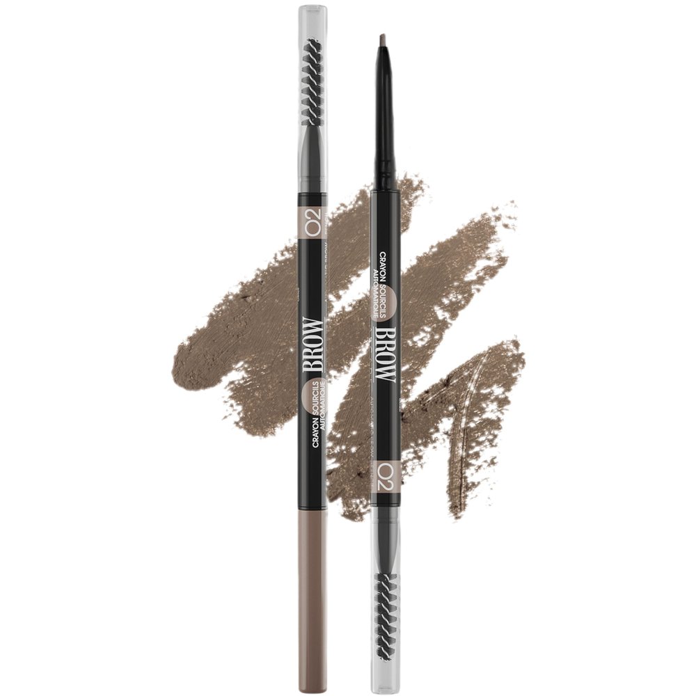 Vivienne Sab Brow Arcade Eyebrow Pencil  Micro Definer with Brush for Natural Shaping, Long-Wear Color for Full, Defined Arches, Shade 02 Chocolate Brown, 0.035 oz