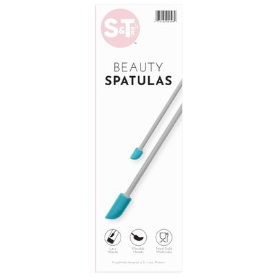 S&T INC. Makeup Spatula, Large and Mini Silicone Spatula Set for Cosmetics, Shampoo, Hair Care, and Skin Care Products, 2 Piece Set, Grey/Teal