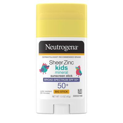 Neutrogena Sheer Zinc Kids Sunscreen Stick - Broad Spectrum SPF 50 sunscreen for Face & Body, Hypoallergenic Mineral Formula, Water Resistant, Gentle for Baby Skin, 1.5 oz (42 g) Travel Size
