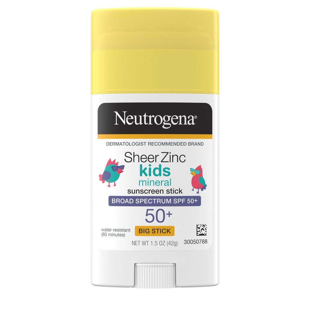 Neutrogena Sheer Zinc Kids Sunscreen Stick - Broad Spectrum SPF 50 sunscreen for Face & Body, Hypoallergenic Mineral Formula, Water Resistant, Gentle for Baby Skin, 1.5 oz (42 g) Travel Size