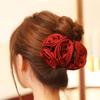 3PCS Sweet Solid Color Three Rose Flower Hair Claws Beauty Ribbon Flower Headwear Hair Clip Jewelry for Women Accessories view 2