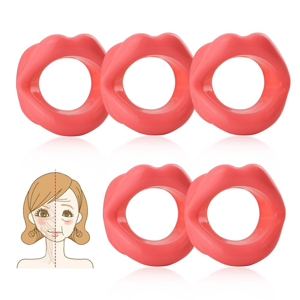 5 Pcs Silicone Face Slimmer Mouth Tightener Chin V Up Trainer Anti-Aging Face Masseter Muscle Exercise Mouthpiece Tool Beauty Gift