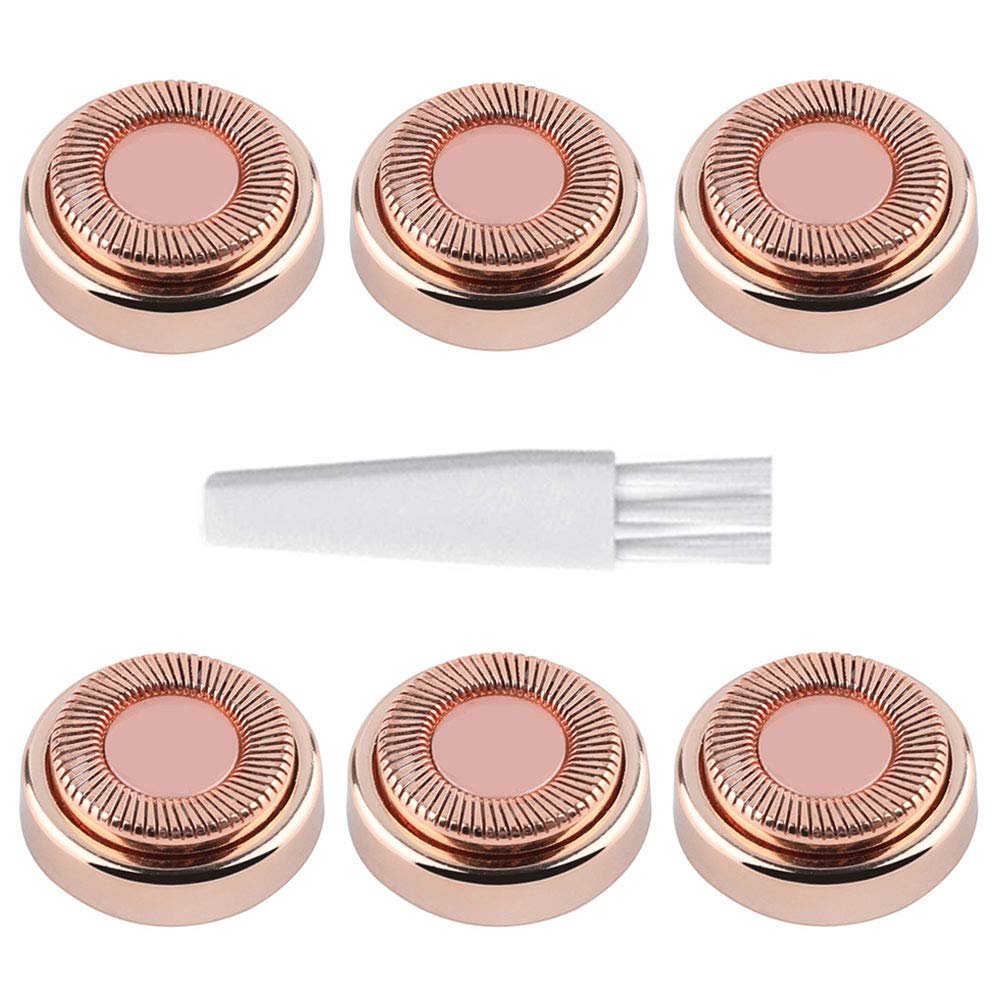 Gift2U Facial Hair Remover Replacement Heads, 6pcs Rose Gold Electronic Shaver Head Cutter Replacement with 18K Gold-Plated Blade Cover for Face, Leg, Armpit, Back, etc