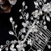Alilang Silver Tone Zirconia Cubic Czech Crystal Rhinestone Rustic Floral Leaves Bridal Prom Hair Comb view 4
