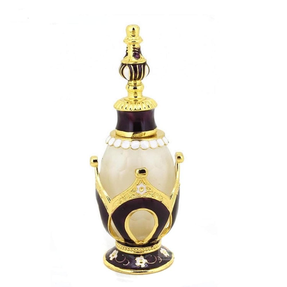0.67oz Crown Shape Creative Perfume Bottle Metal and Glass Perfume Bottle Refillable Empty Aromatherapy Essential Oil Bottle (Purple)