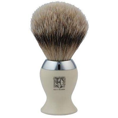 Geo. F. Trumper IB Range Shaving Brush with Super Badger Hair Simulated Ivory and Chrome