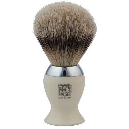 Geo. F. Trumper IB Range Shaving Brush with Super Badger Hair Simulated Ivory and Chrome