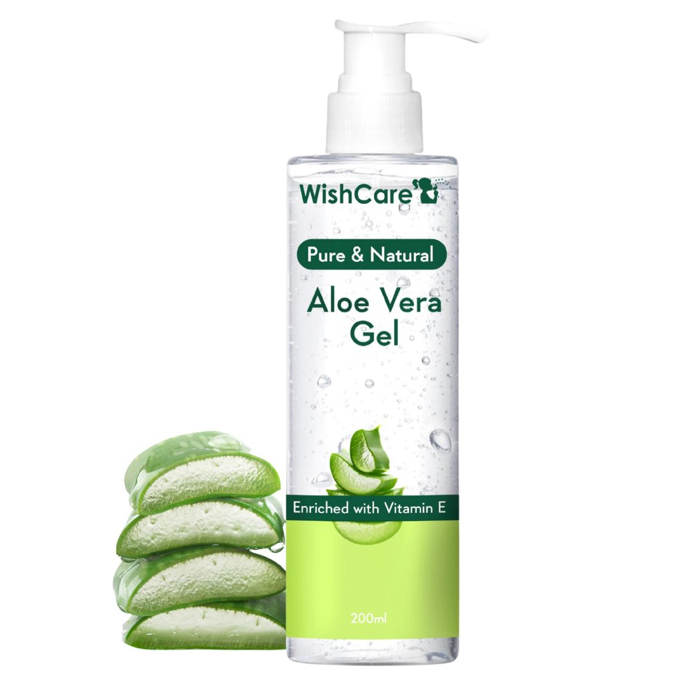 WishCare Pure & Natural Aloe Vera Gel - 200 Ml - Enriched With Vitamin E - Multipurpose Gel for Skin and Hair
