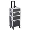 Byya 3 in 1 Professional Rolling Train Cases,Aluminum Makeup Train Case, Multifunction Artist Makeup Cosmetic Train Case with 4 Removable Rolling Wheels and Lockable 4 Keys (Black) view 1