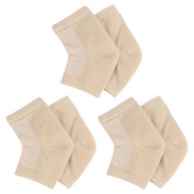 Snadulor 3 Pairs Moisturizing Feet Sleeve Gel Heel Socks for Dry Cracked Heels,Spa Gel Socks,Open Toe Socks for Men Women,Nude