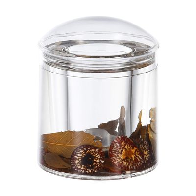 Locco Decor Acrylic Liquid 3D Floating Motion Round Qtip Cotton Ball Swab Holder Dispenser with Lid Wood