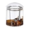 Locco Decor Acrylic Liquid 3D Floating Motion Round Qtip Cotton Ball Swab Holder Dispenser with Lid Wood view 1
