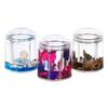 Locco Decor Acrylic Liquid 3D Floating Motion Round Qtip Cotton Ball Swab Holder Dispenser with Lid Wood view 2