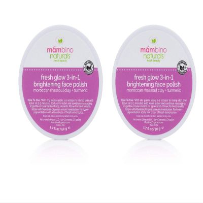 Mambino Organics Fresh Glow 3-In-1 Face Scrub  All Natural Exfoliating Face Wash 1.7 Ounces (2-PACK)