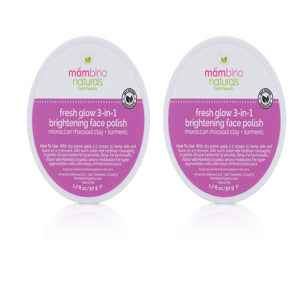 Mambino Organics Fresh Glow 3-In-1 Face Scrub  All Natural Exfoliating Face Wash 1.7 Ounces (2-PACK)